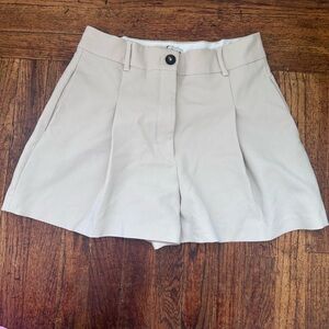 Zara High Waist Cream Shorts